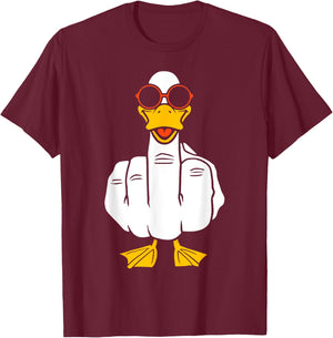 Middle Finger Funny Duck Inappropriate Rude Antisocial T-Shirt - T-Shirt | Maroon
