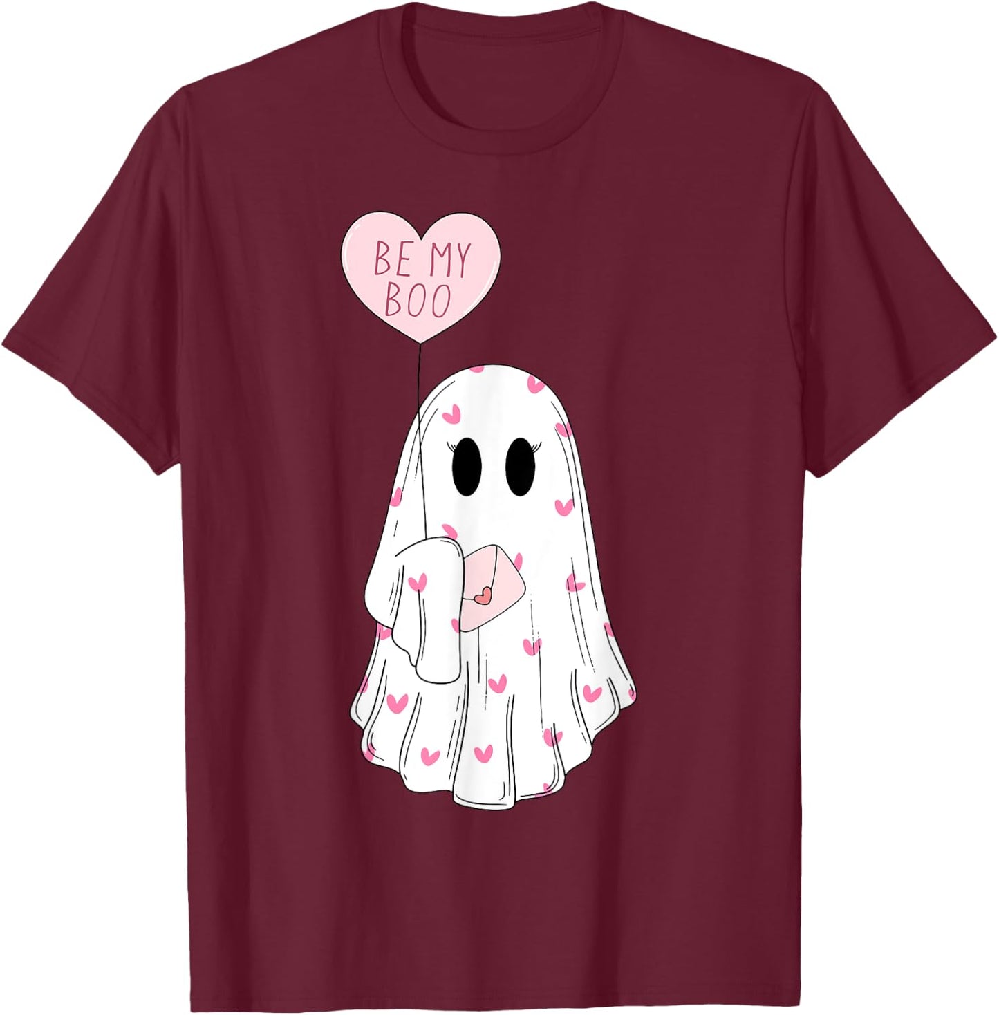 Be My Boo Ghost Funny Valentines Day T-Shirt - T-Shirt | Maroon