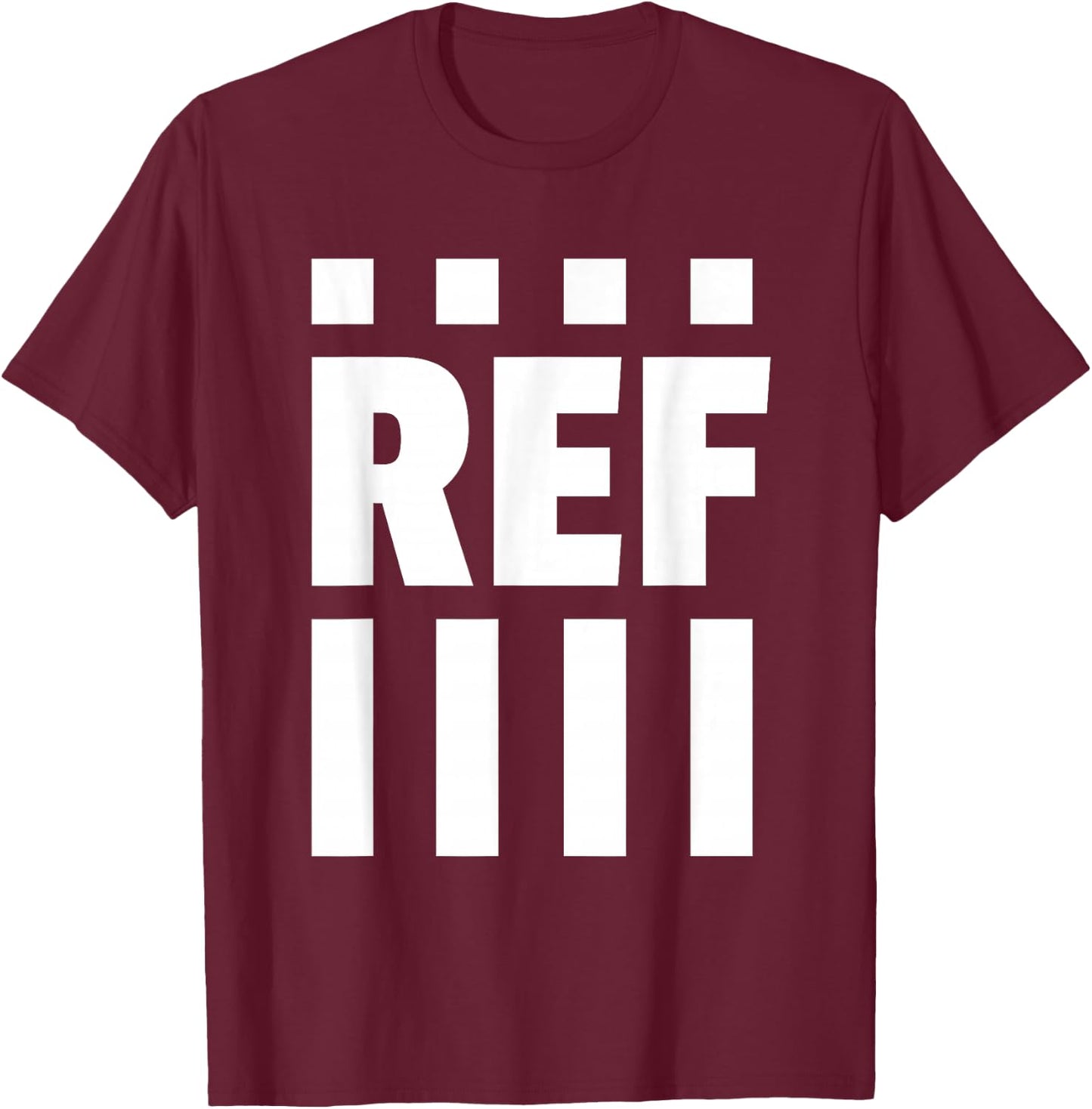 REF White Striped, Referee Official T-Shirt - T-Shirt | Maroon