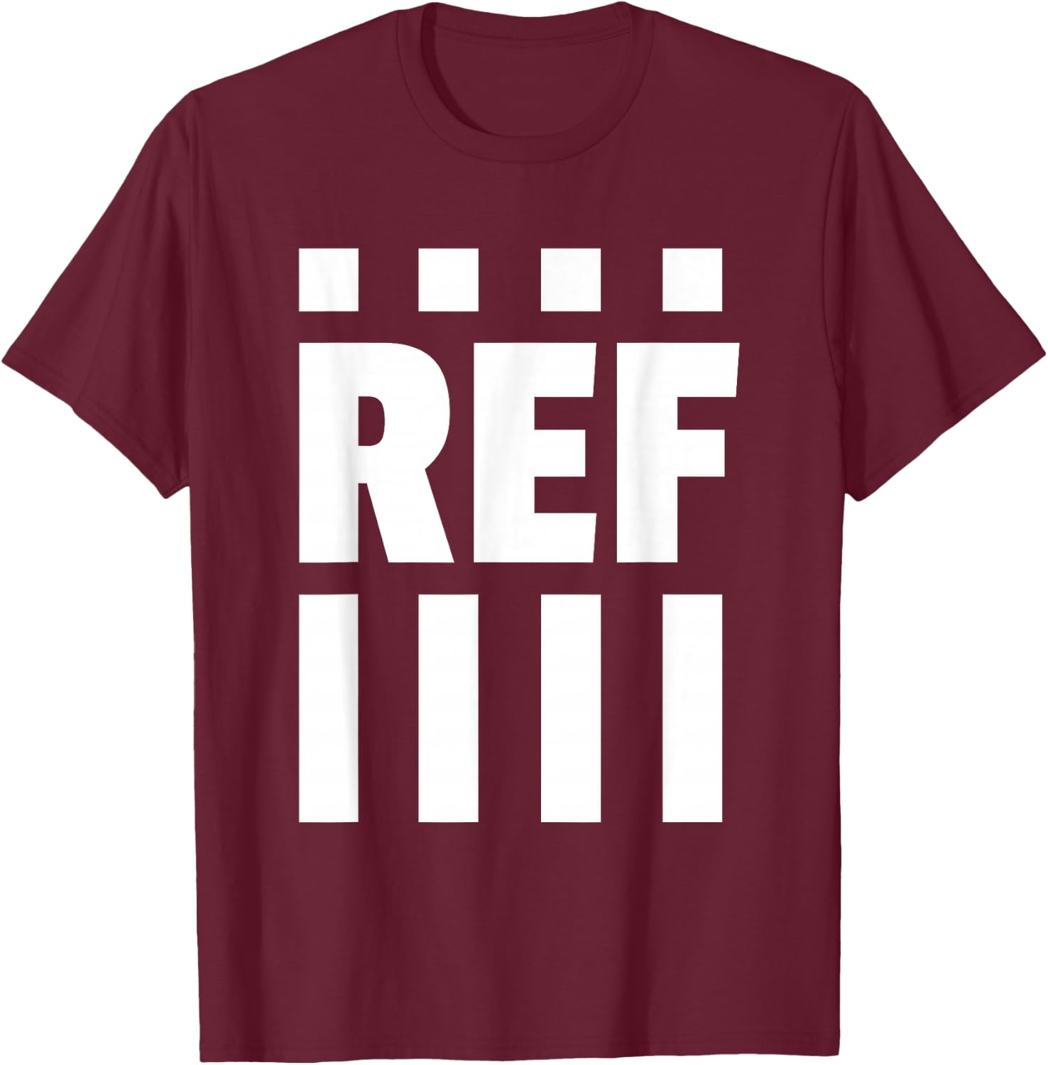REF White Striped, Referee Official T-Shirt - T-Shirt | Maroon