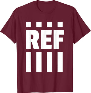 REF White Striped, Referee Official T-Shirt - T-Shirt | Maroon