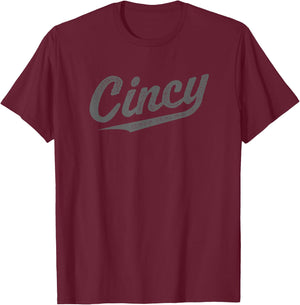 Retro Cincy Cincinnati Ohio vintage cursive script throwback T-Shirt - T-Shirt | Maroon