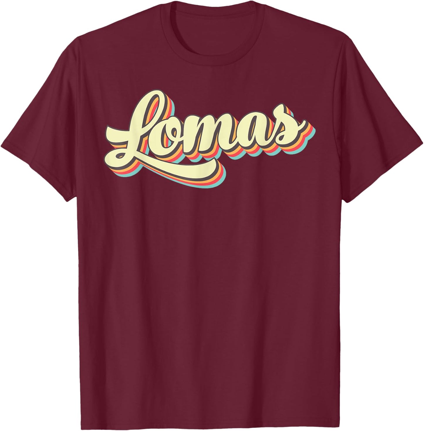Lomas Retro Art Baseball Font Vintage T-Shirt - T-Shirt | Maroon