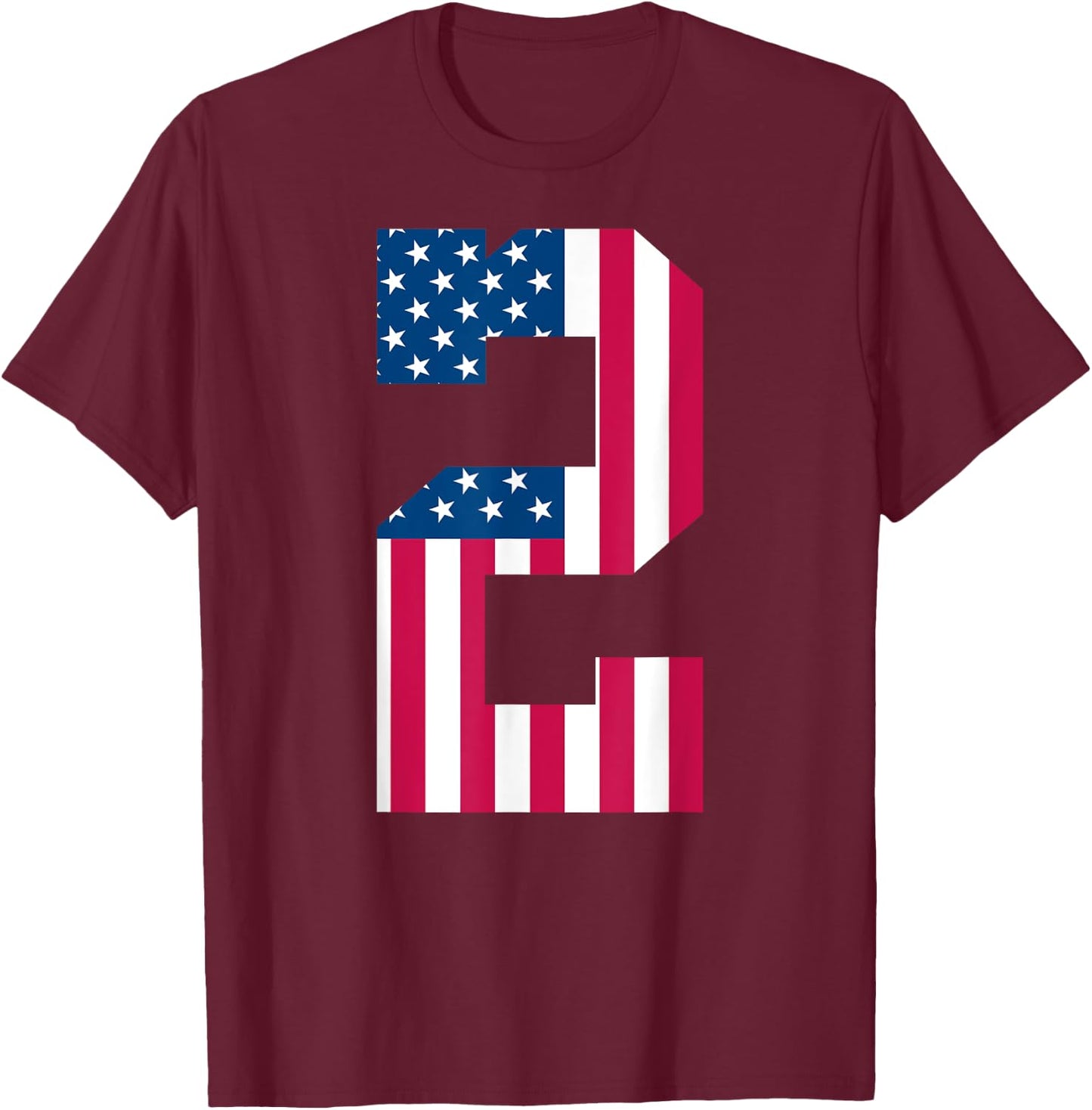 Fun 2nd Birthday US American Flag 2nd Of July Boy 2 Year Old T-Shirt - T-Shirt | Maroon