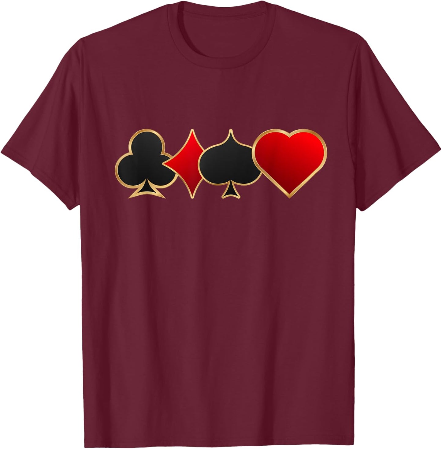 Elegant Poker Suits Design T-Shirt - T-Shirt | Maroon