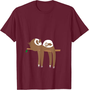 Funny Sloth Pregnancy Announcement T-Shirt - T-Shirt | Maroon