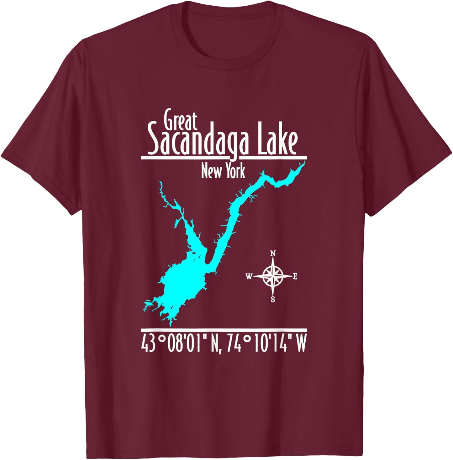 Modern Great Sacandaga Lake - New York T-Shirt - T-Shirt | Maroon