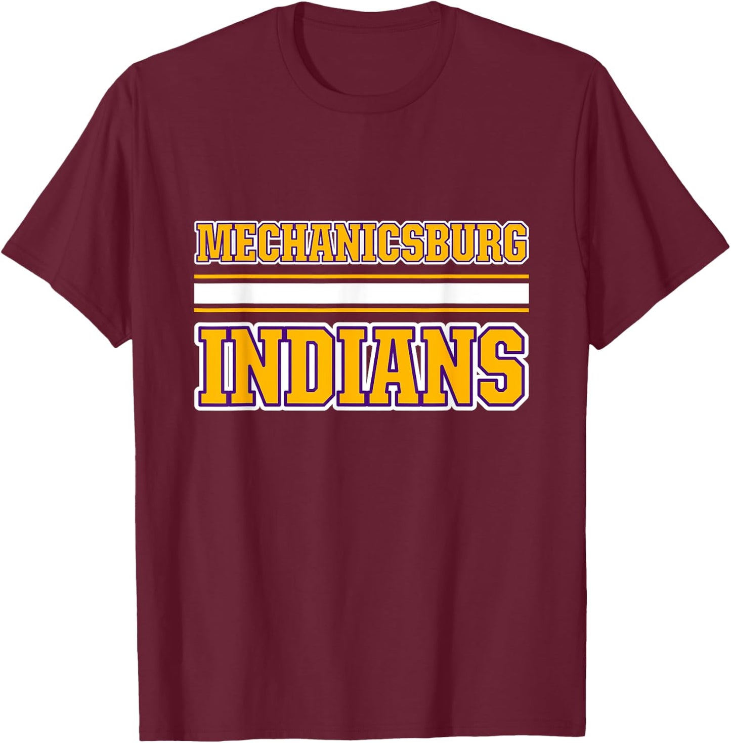 Mechanicsburg Indians Horizontal Stripes T-Shirt - T-Shirt | Maroon