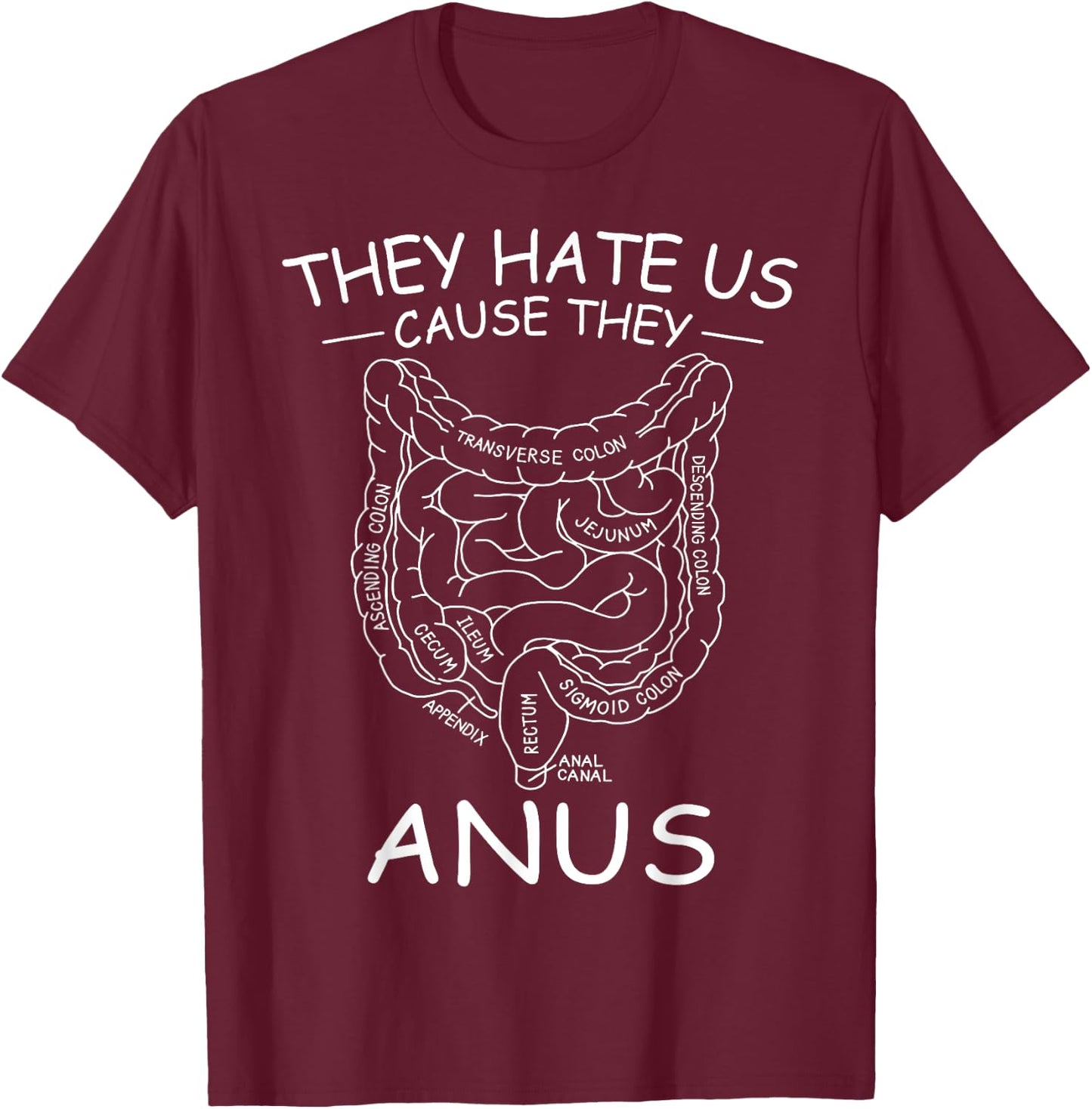 They Hate Us Cause They Anus Endoscopy Colonoscopy T-Shirt - T-Shirt | Maroon
