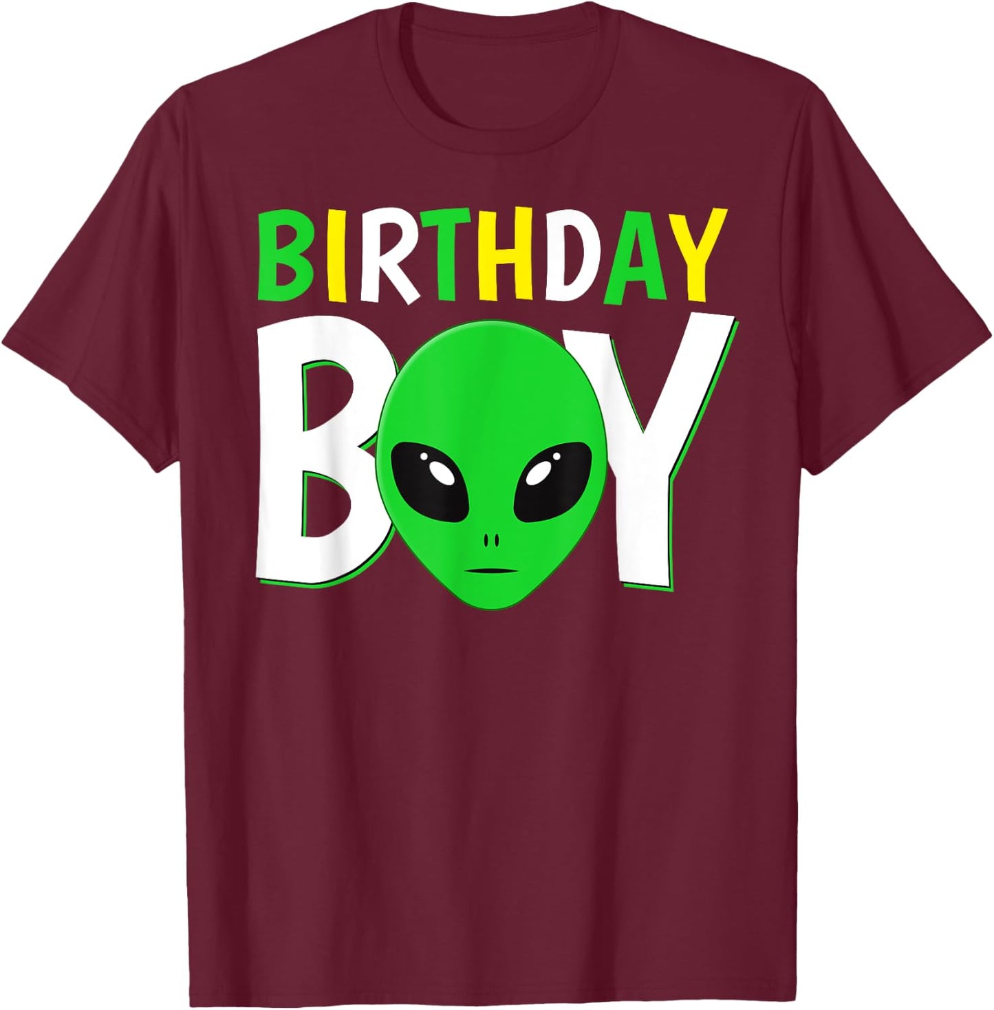 Cute Alien Birthday Boy T-Shirt - T-Shirt | Maroon