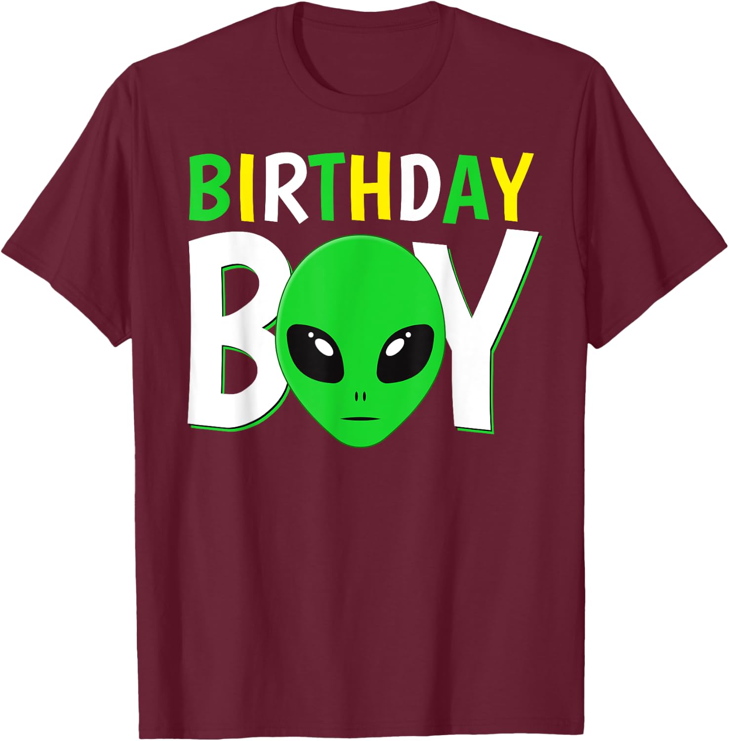 Cute Alien Birthday Boy T-Shirt - T-Shirt | Maroon