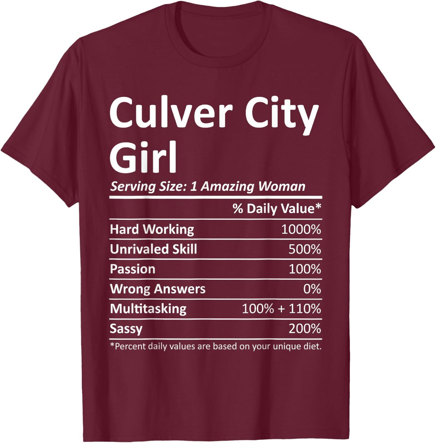 CULVER CITY GIRL CA CALIFORNIA Funny City Home Roots Gift T-Shirt - T-Shirt | Maroon