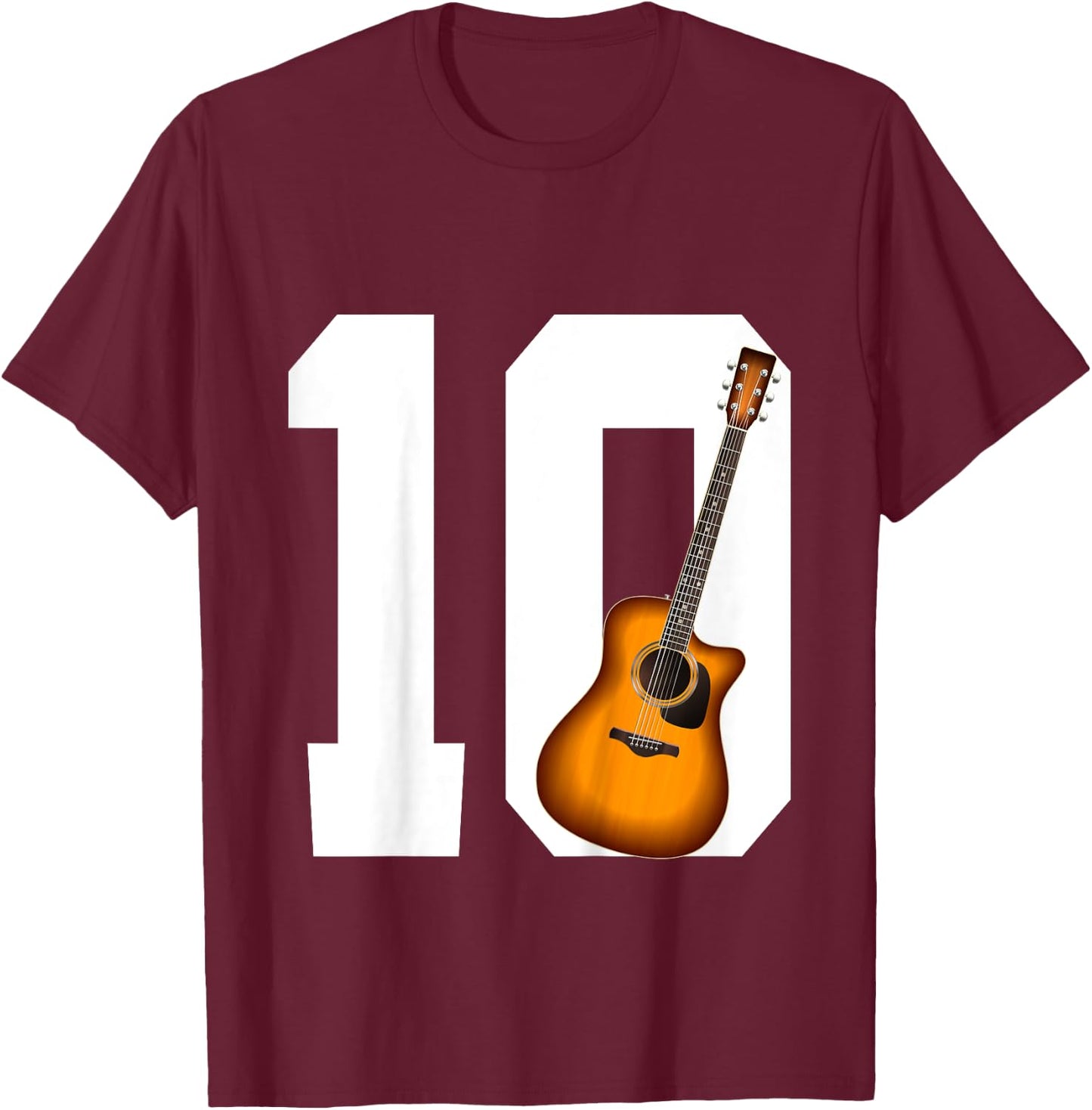 Young Guitarists and Music Lovers 10th Birthday Guitar T-Shirt - T-Shirt | Maroon