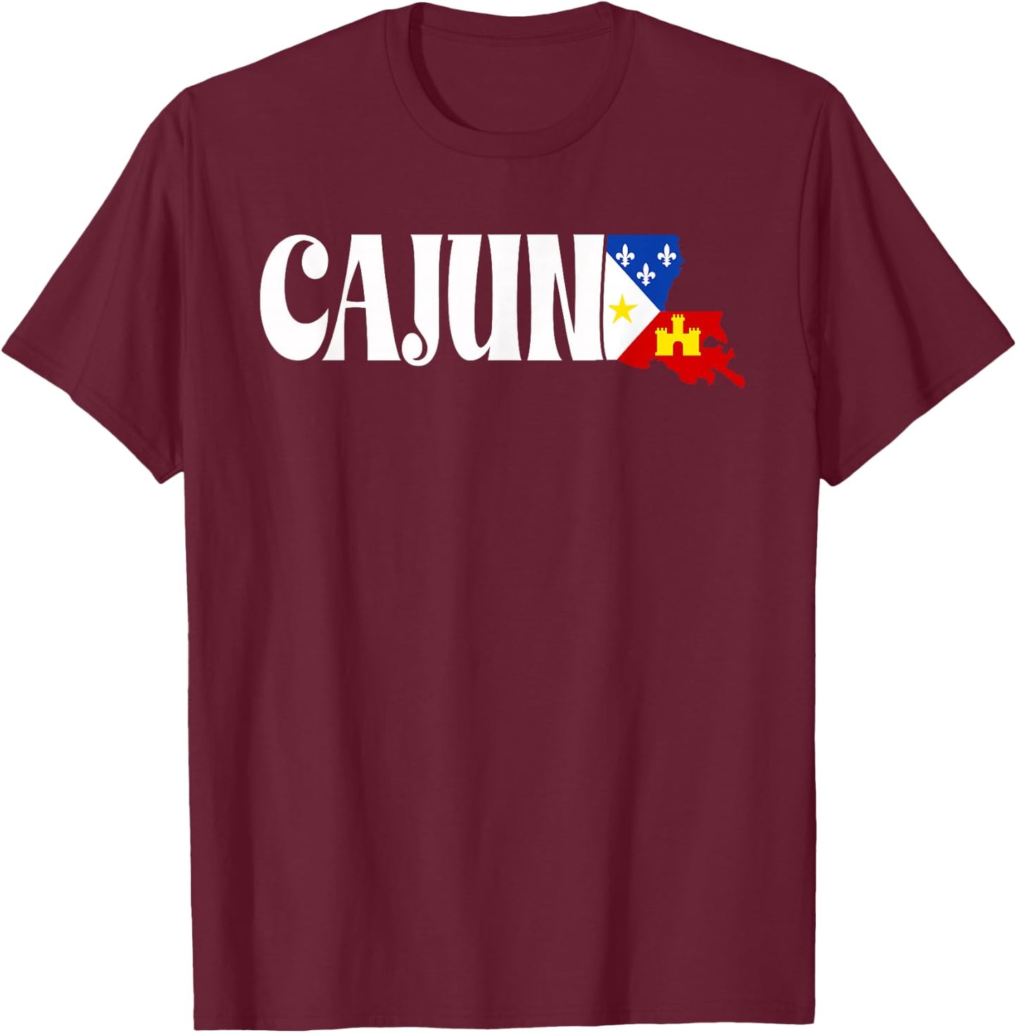 Cajun American Flag Louisiana Heritage T-Shirt - T-Shirt | Maroon