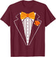 Kids Adult Orange Bowtie Tuxedo Toddler Costume Youth Tux T-Shirt - T-Shirt | Maroon