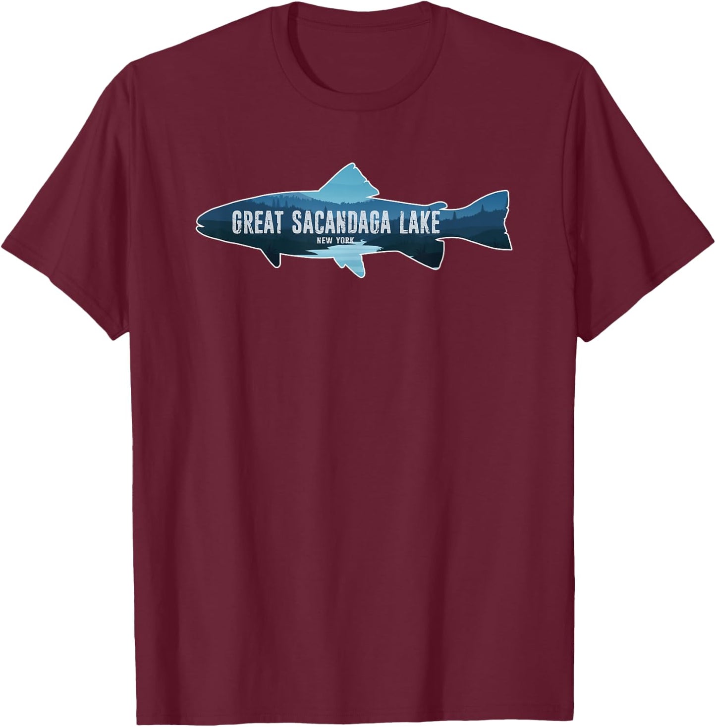 Great Sacandaga Lake New York NY Fish T-Shirt - T-Shirt | Maroon