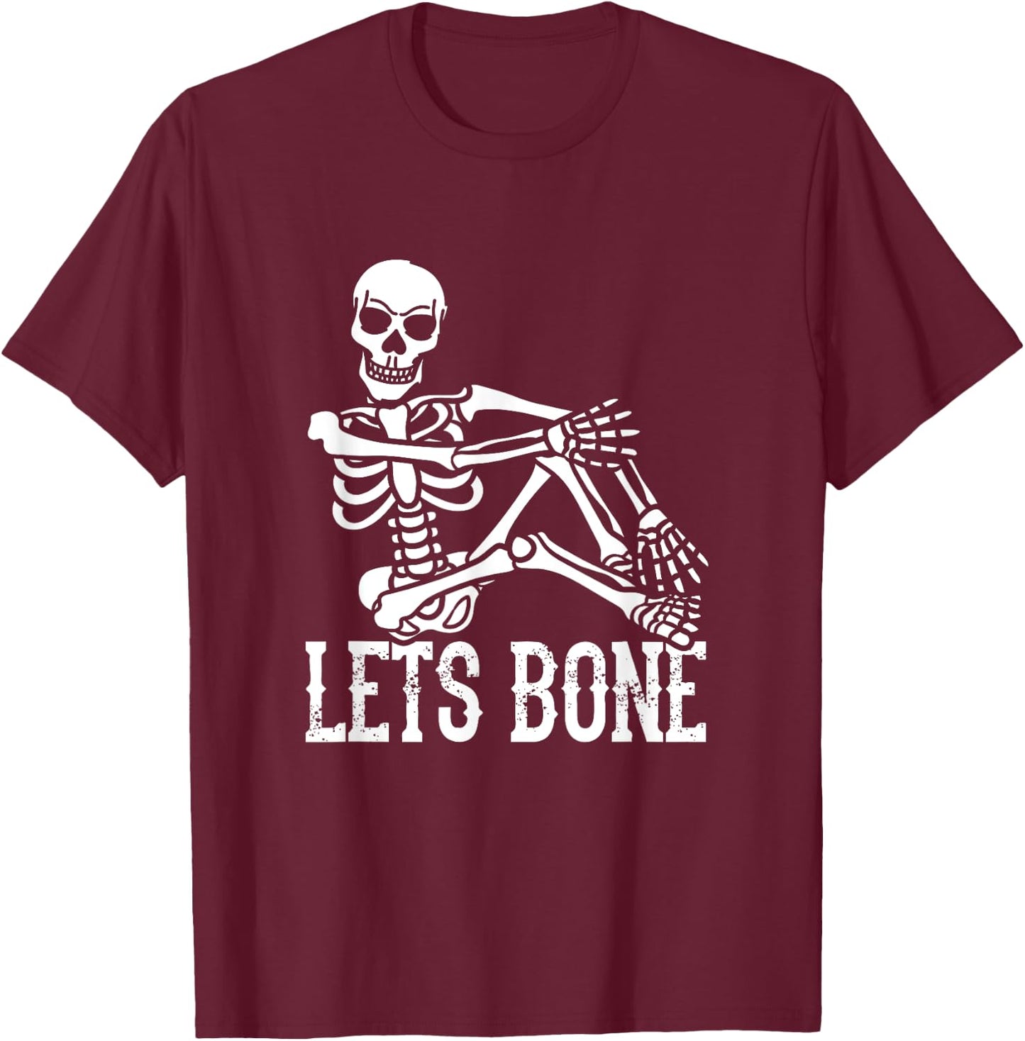 Lets Bone Skeleton Adult Halloween Costume T-Shirt - T-Shirt | Maroon