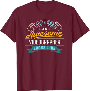 Funny Videographer Shirt Awesome Job Occupation Graduation T-Shirt - T-Shirt | Maroon
