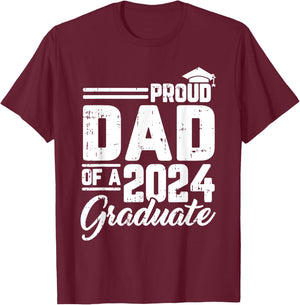 Proud Dad Of A 2024 Graduate Graduation Parents Papa Men T-Shirt - T-Shirt | Maroon