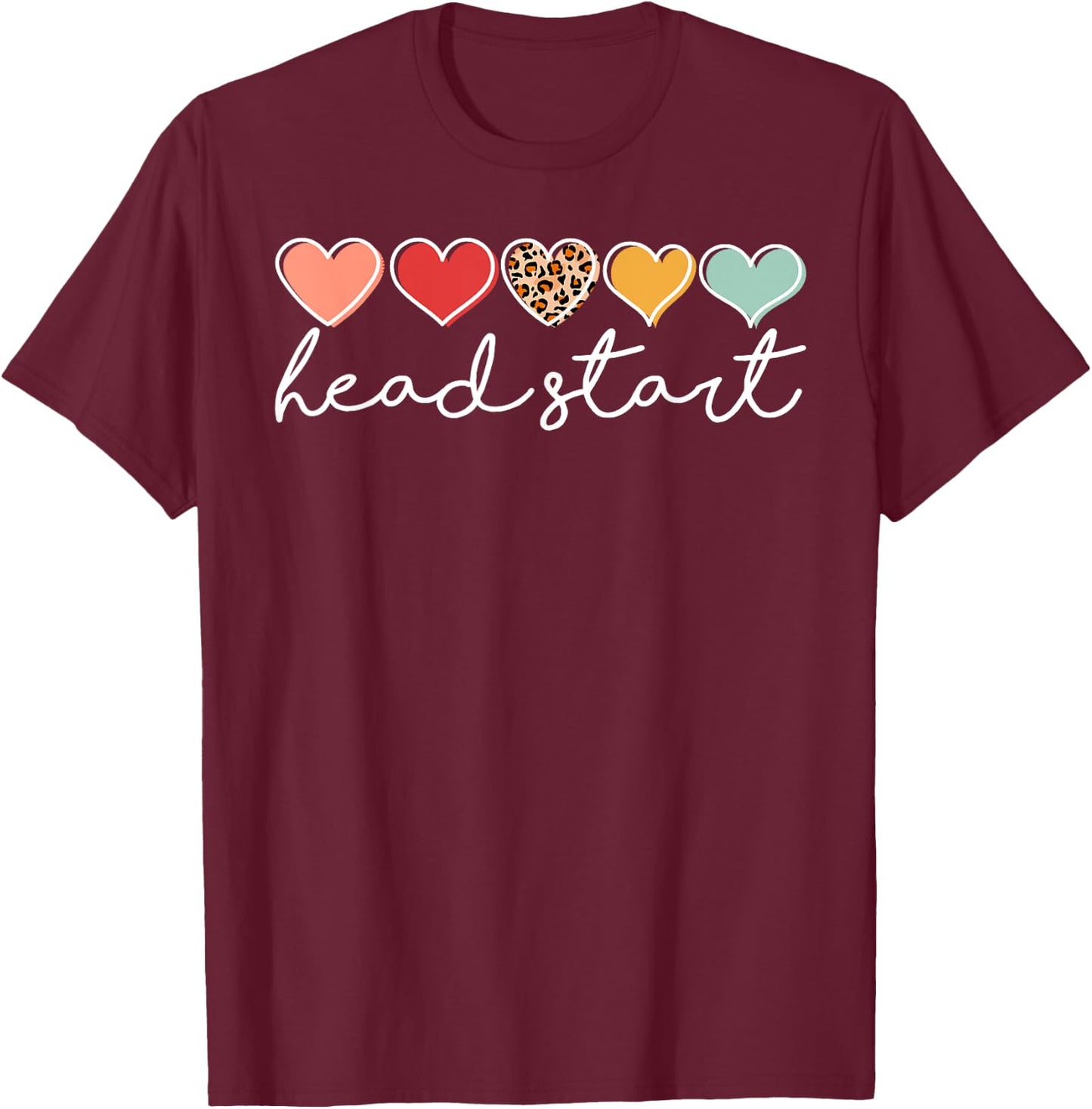 Back To School Head Start Heart Homeschool Headstart Teacher Women Kids T-Shirt - T-Shirt | Maroon