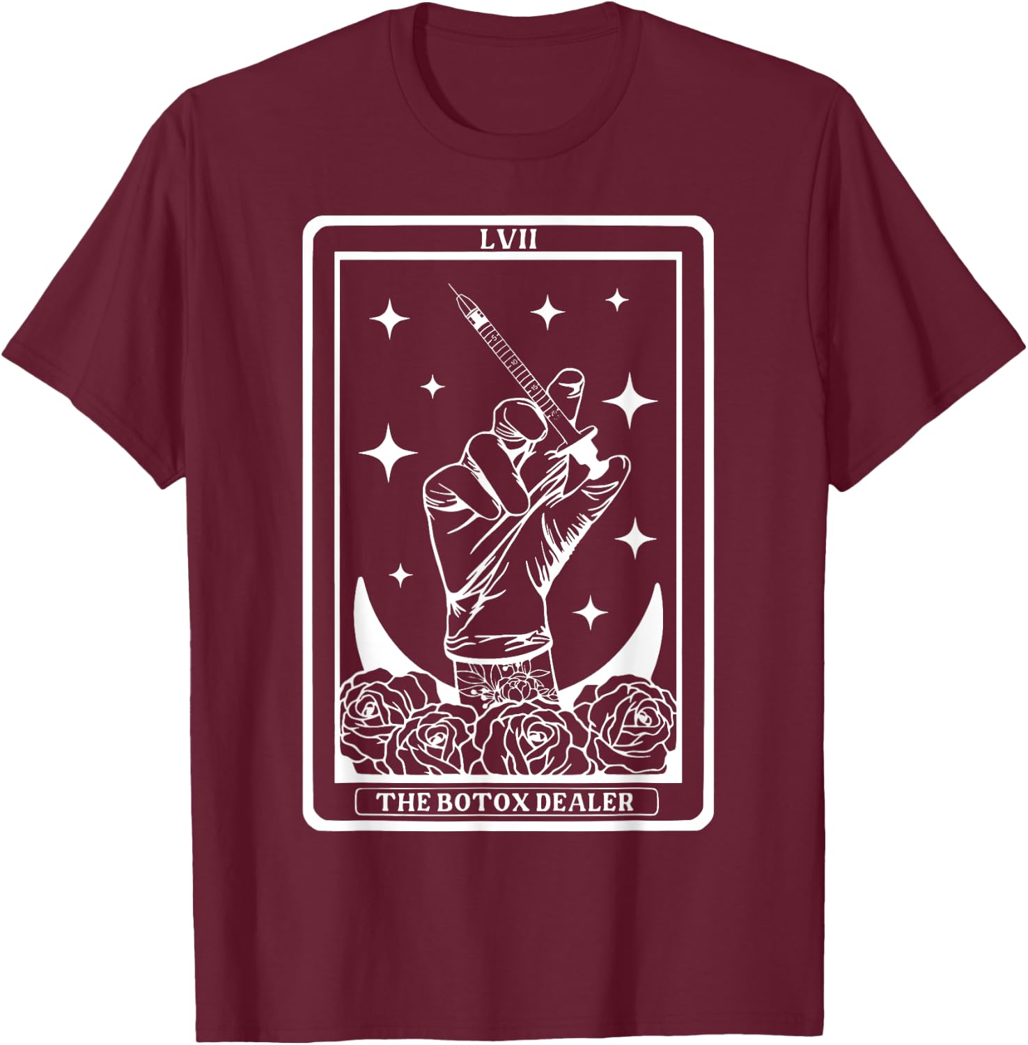 Botox Dealer Tarot Card Aesthetic Nurse Injector Lips T-Shirt - T-Shirt | Maroon