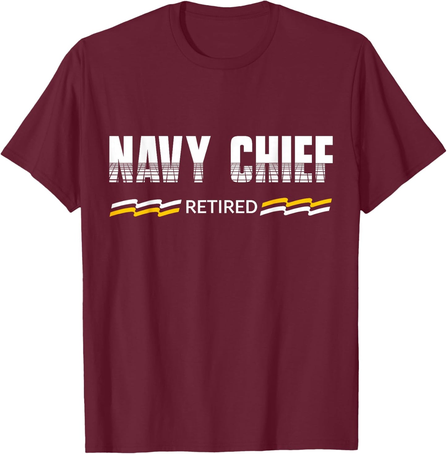 Navy Chief Retired - Lines T-Shirt - T-Shirt | Maroon