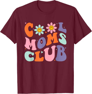 Cool Moms Club Retro Groovy Mom Mommy Mama Mothers Day T-Shirt - T-Shirt | Maroon