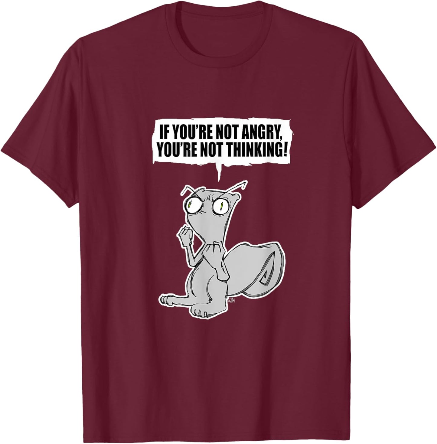 iLL WiLL PrEss, LLC If You're Not Angry... Foamy The Squirrel Black Cotton, Polyester Blend Modern Cartoon T-Shirt - T-Shirt | Maroon