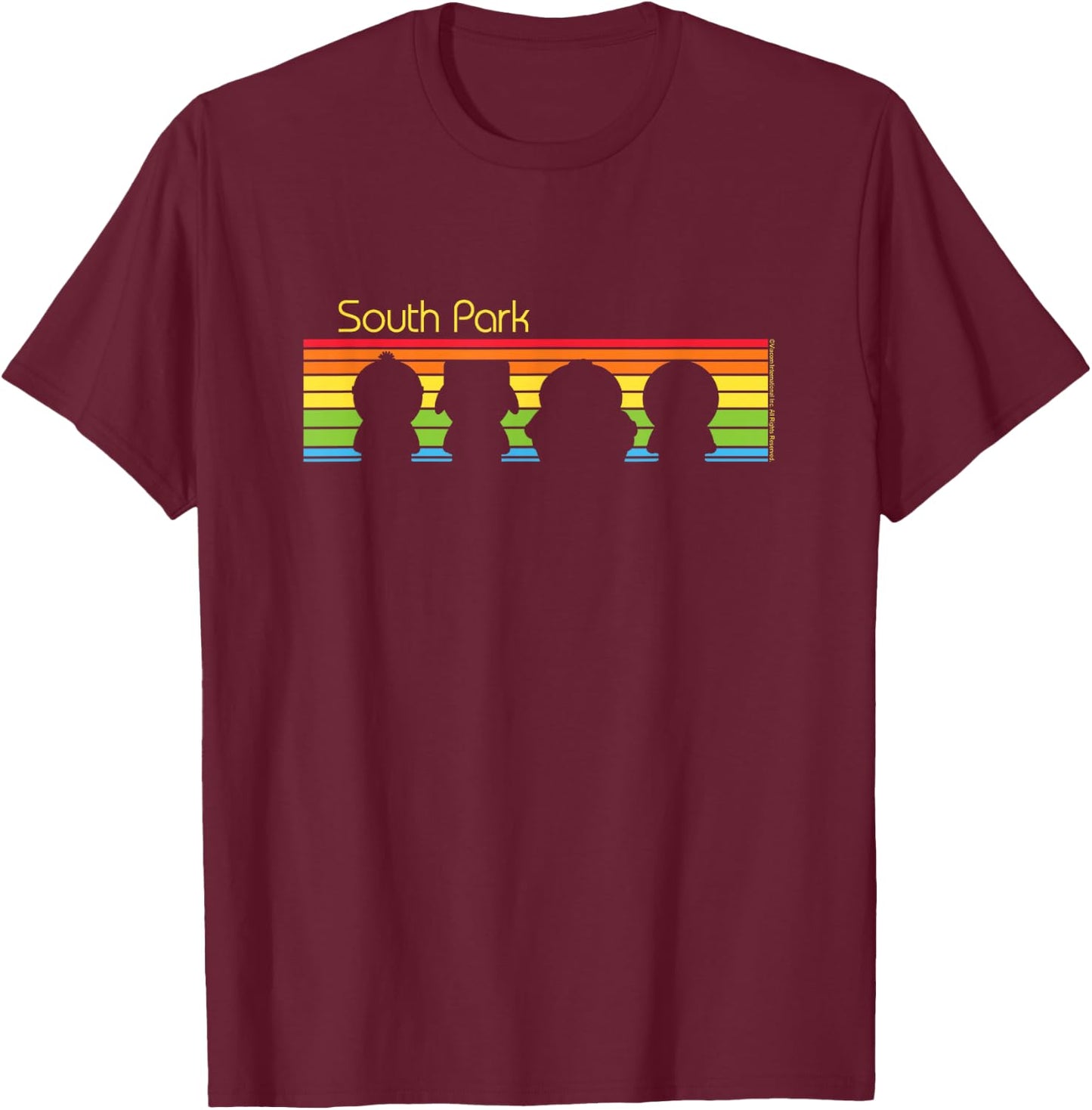 South Park - Rainbow Silhouettes T-Shirt - T-Shirt | Maroon