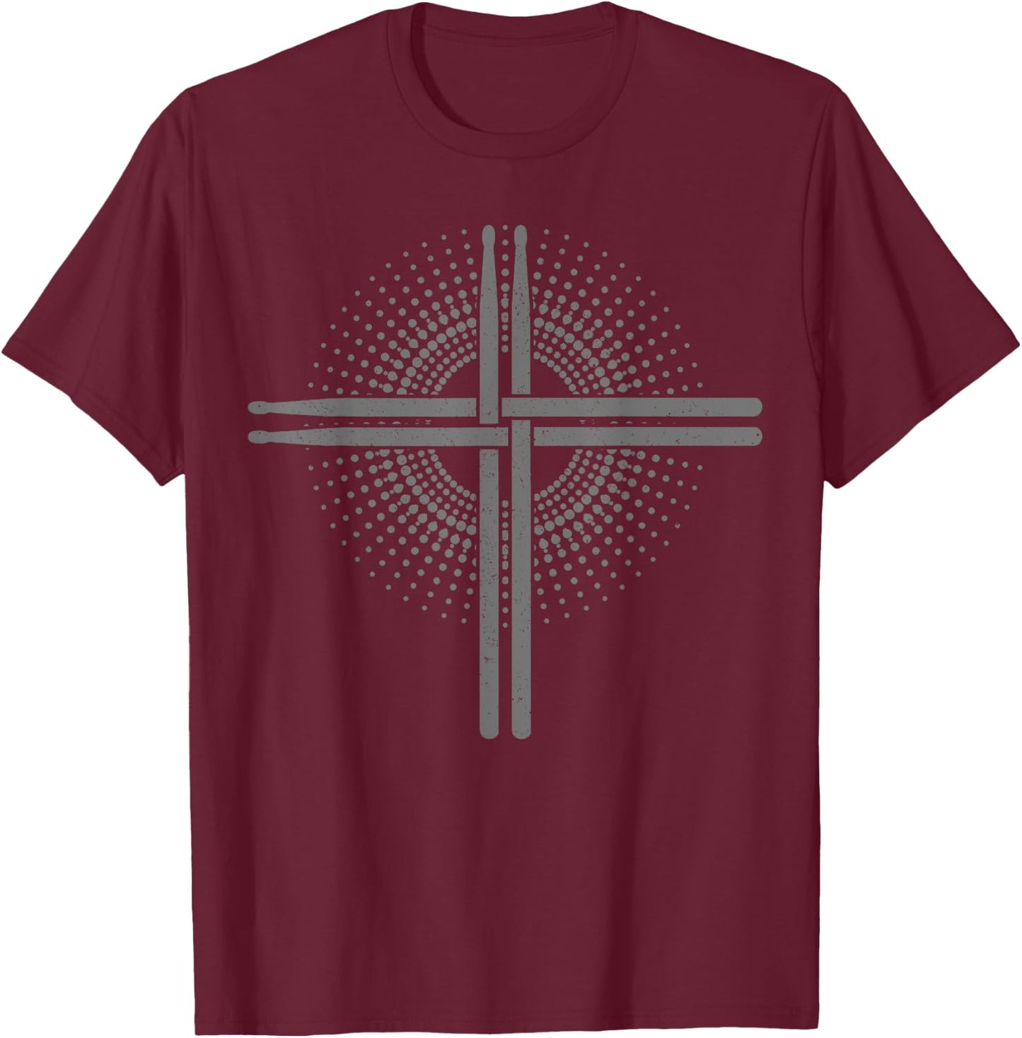 Christian Drummer Drum Sticks Cross Drumming For Jesus T-Shirt - T-Shirt | Maroon