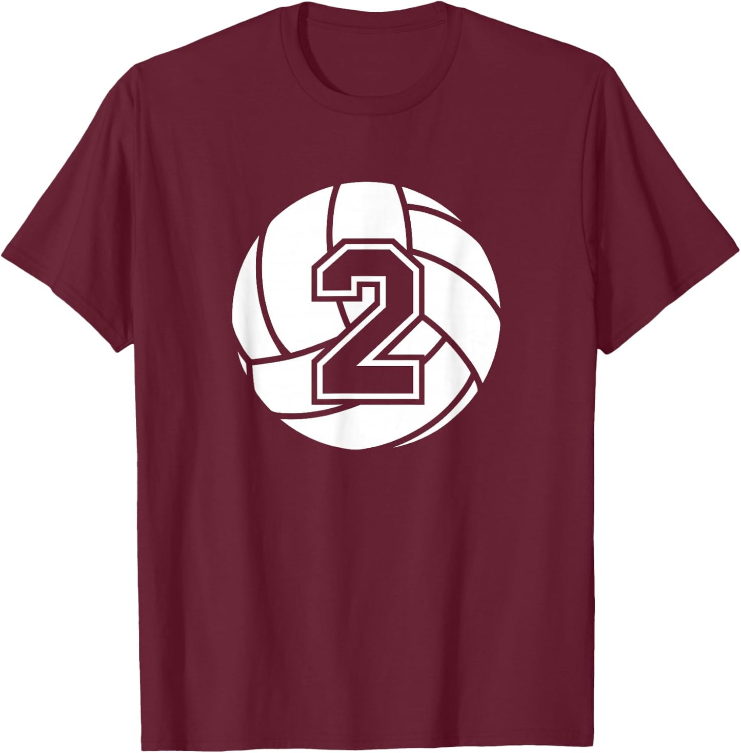 Volleyball Player #2 Volleyball Mom Dad Jersey Number 2 T-Shirt - T-Shirt | Maroon