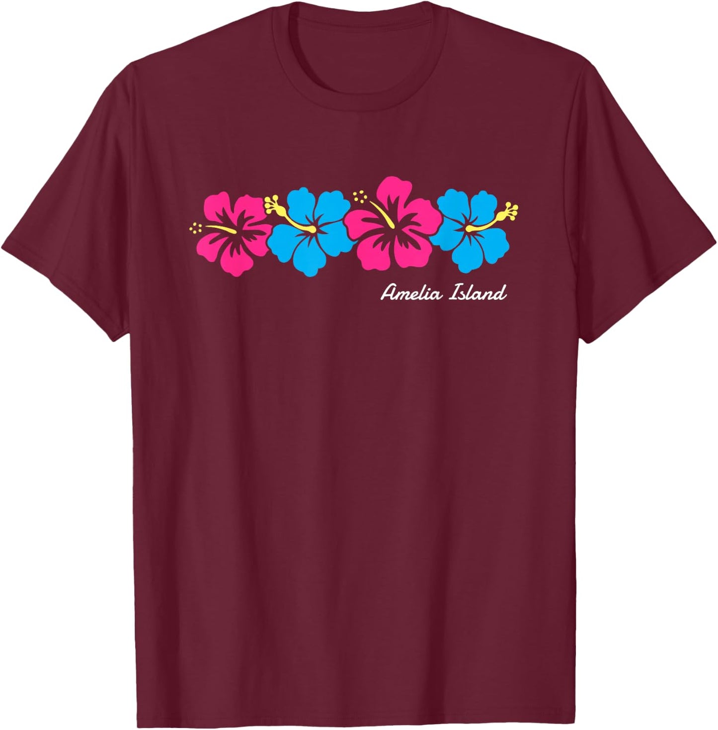 Amelia Island Florida Hibiscus Flower Girls Souvenir T-Shirt - T-Shirt | Maroon