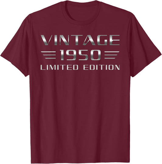 Vintage 1950 Limited Edition 76th Birthday Classic Car T-Shirt - T-Shirt | Maroon