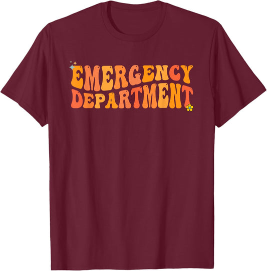 Groovy Emergency Nurse ED Nurse ER Emergency Department T-Shirt - T-Shirt | Maroon