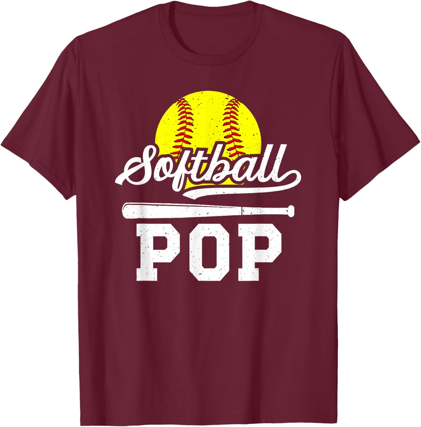 Softball Pop Grandpa Pop Of A Softball Player Pop T-Shirt - T-Shirt | Maroon
