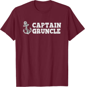 Captain Gruncle Sailing Boating Vintage Boat Anchor Funny T-Shirt - T-Shirt | Maroon