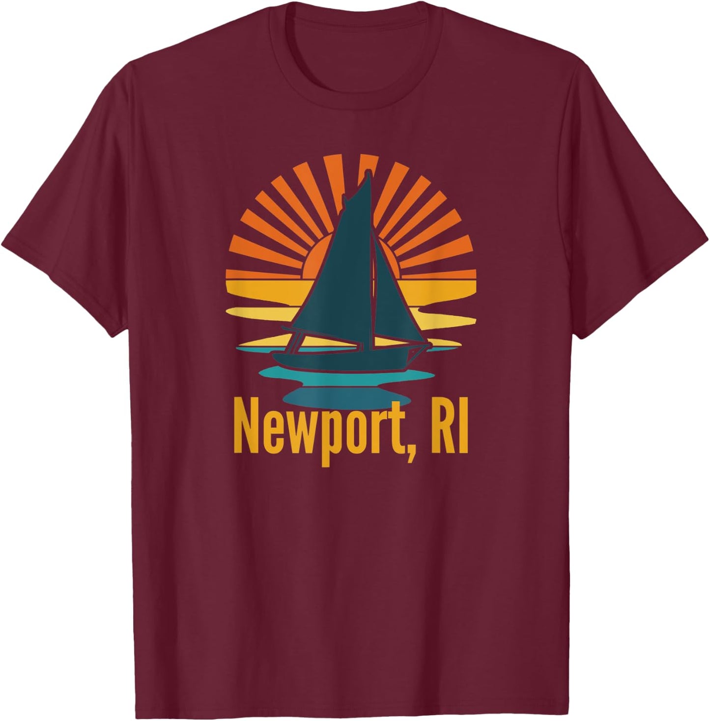 Newport Rhode Island RI Vintage Sailboat T-Shirt - T-Shirt | Maroon