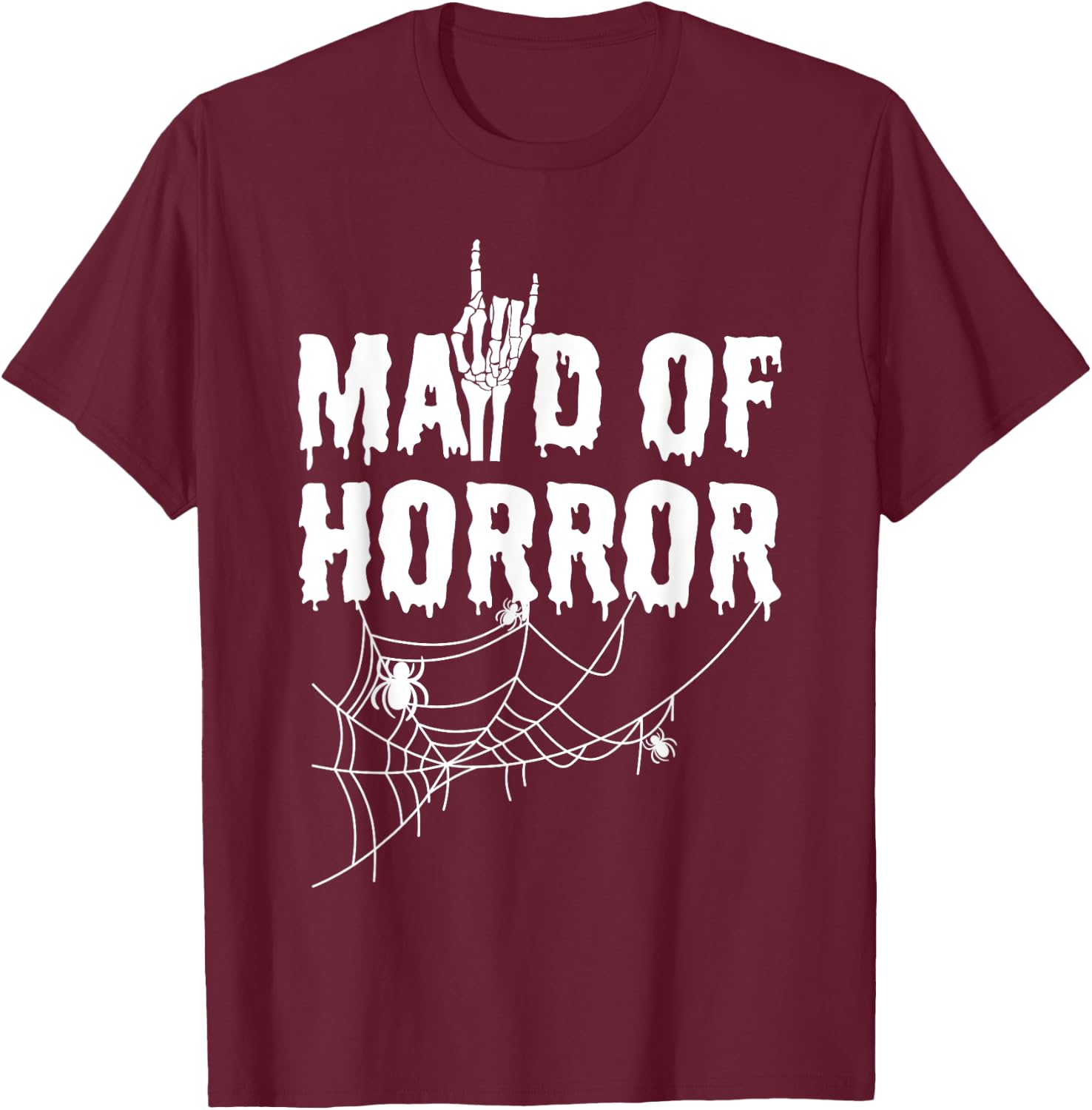 Maid Of Horror Bride Bridesmaid Halloween Bachelorette T-Shirt - T-Shirt | Maroon