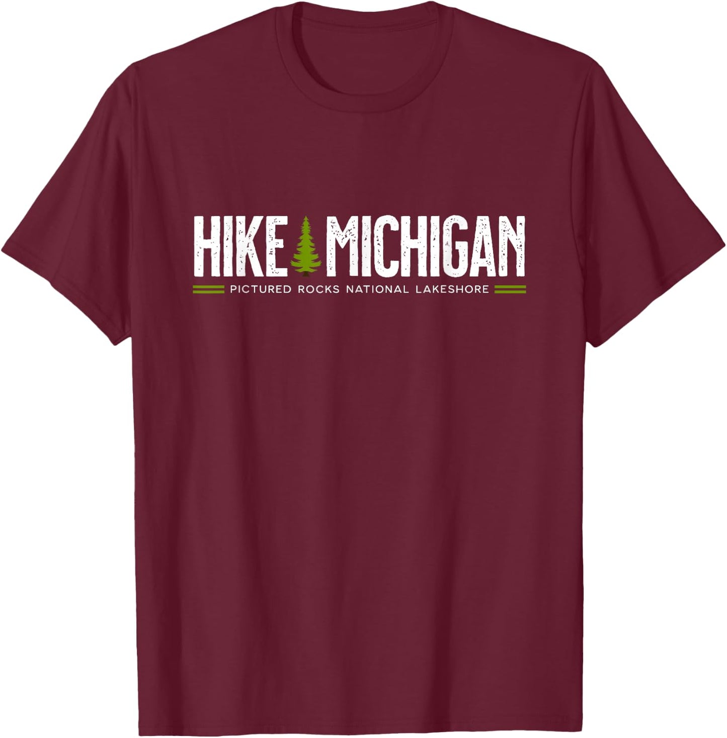 Michigan Pictured Rocks Lakeshore Hike Tree Retro Graphic T-Shirt - T-Shirt | Maroon