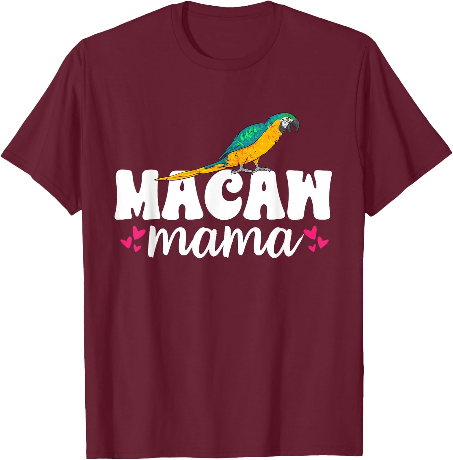 Macaw Mama Blue And Yellow Macaw Parrot T-Shirt - T-Shirt | Maroon