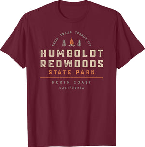 Humboldt Redwoods State Park California Retro Vintage T-Shirt - T-Shirt | Maroon