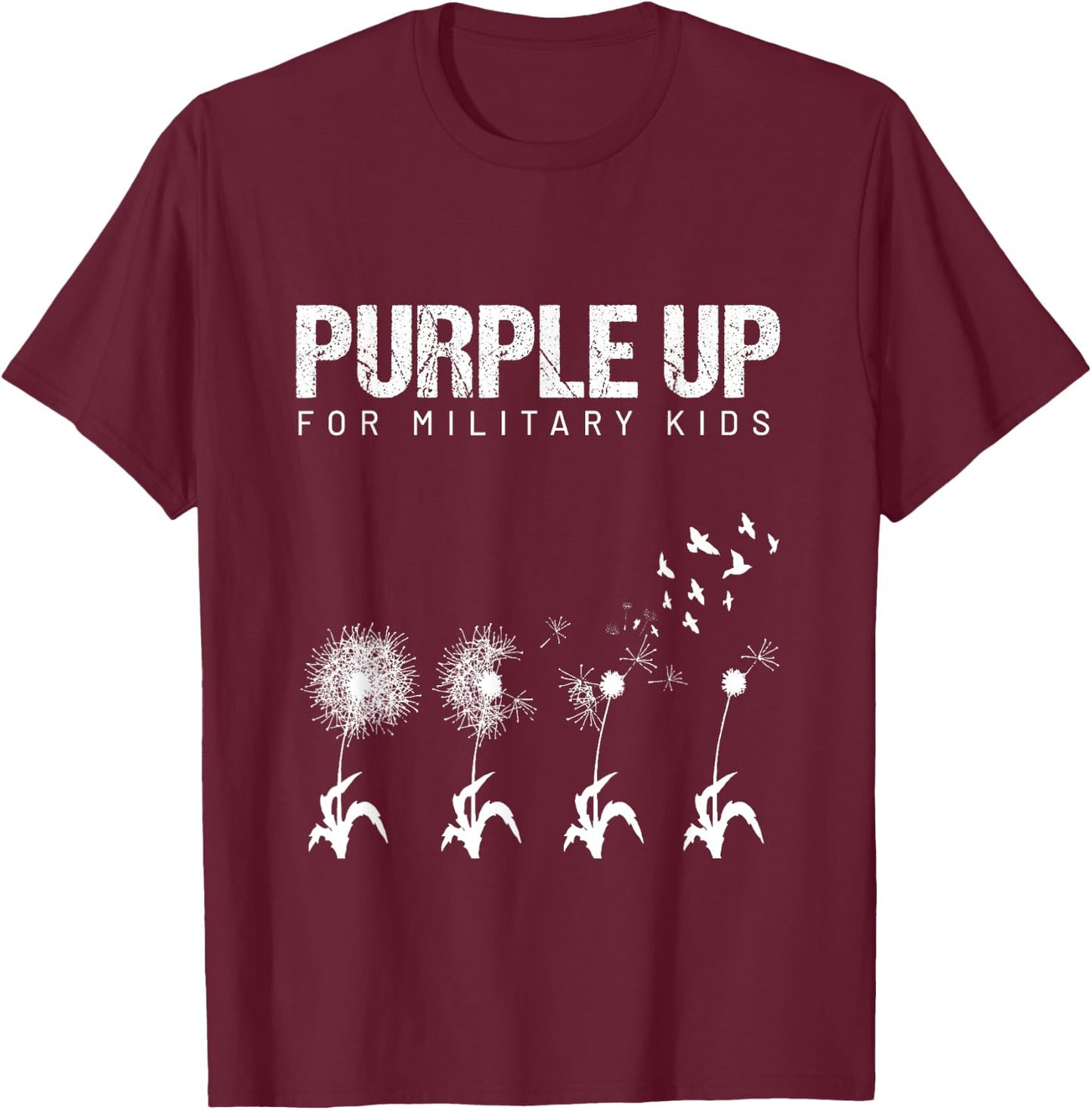 I Purple Up For Military Kids shirt Military Child Dandelion T-Shirt - T-Shirt | Maroon