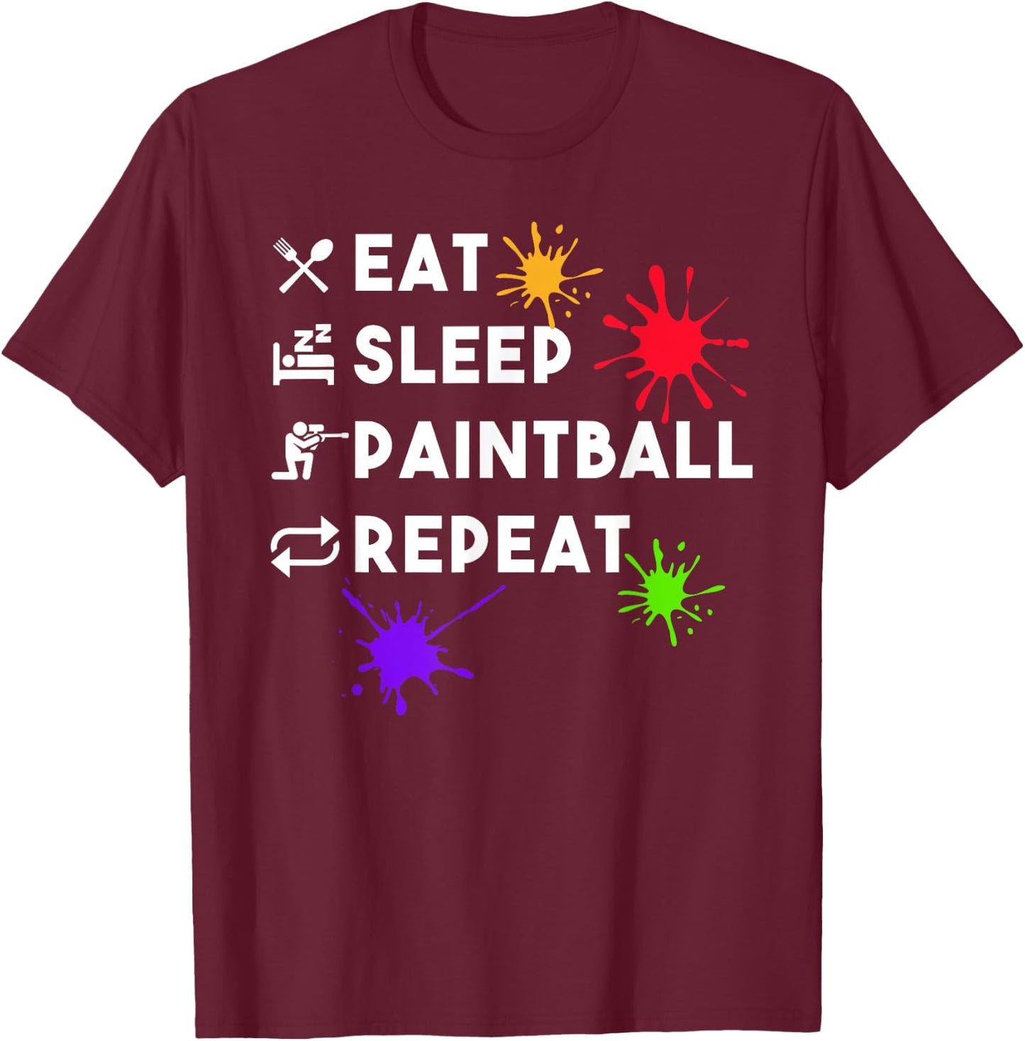Paintball Art Women Boys Paint Ball Party Paintball T-Shirt - T-Shirt | Maroon