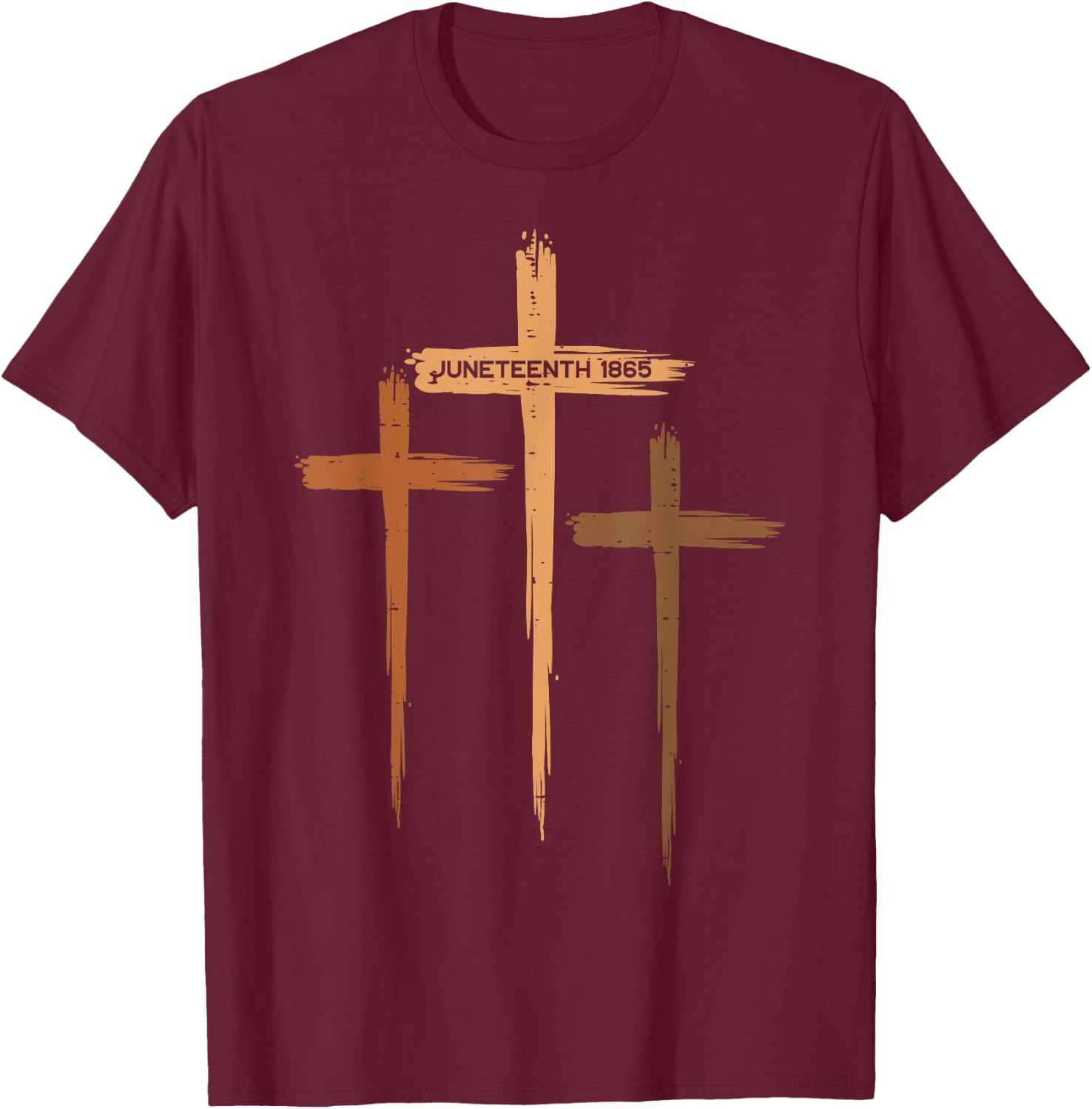 Juneteenth Cross Black Freedom Day Christian Men Women Kids T-Shirt - T-Shirt | Maroon