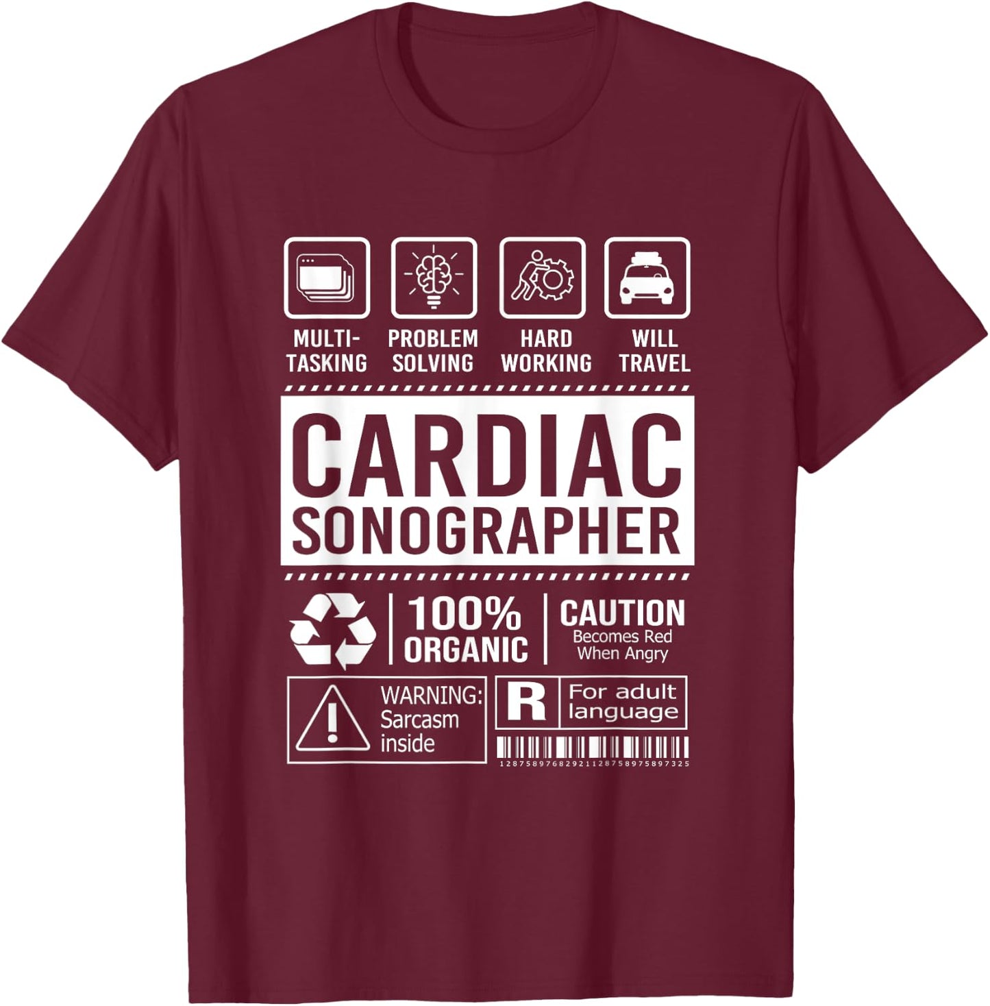 Vintage Cardiac Sonography Echo Tech Cardiac Sonographer T-Shirt - T-Shirt | Maroon