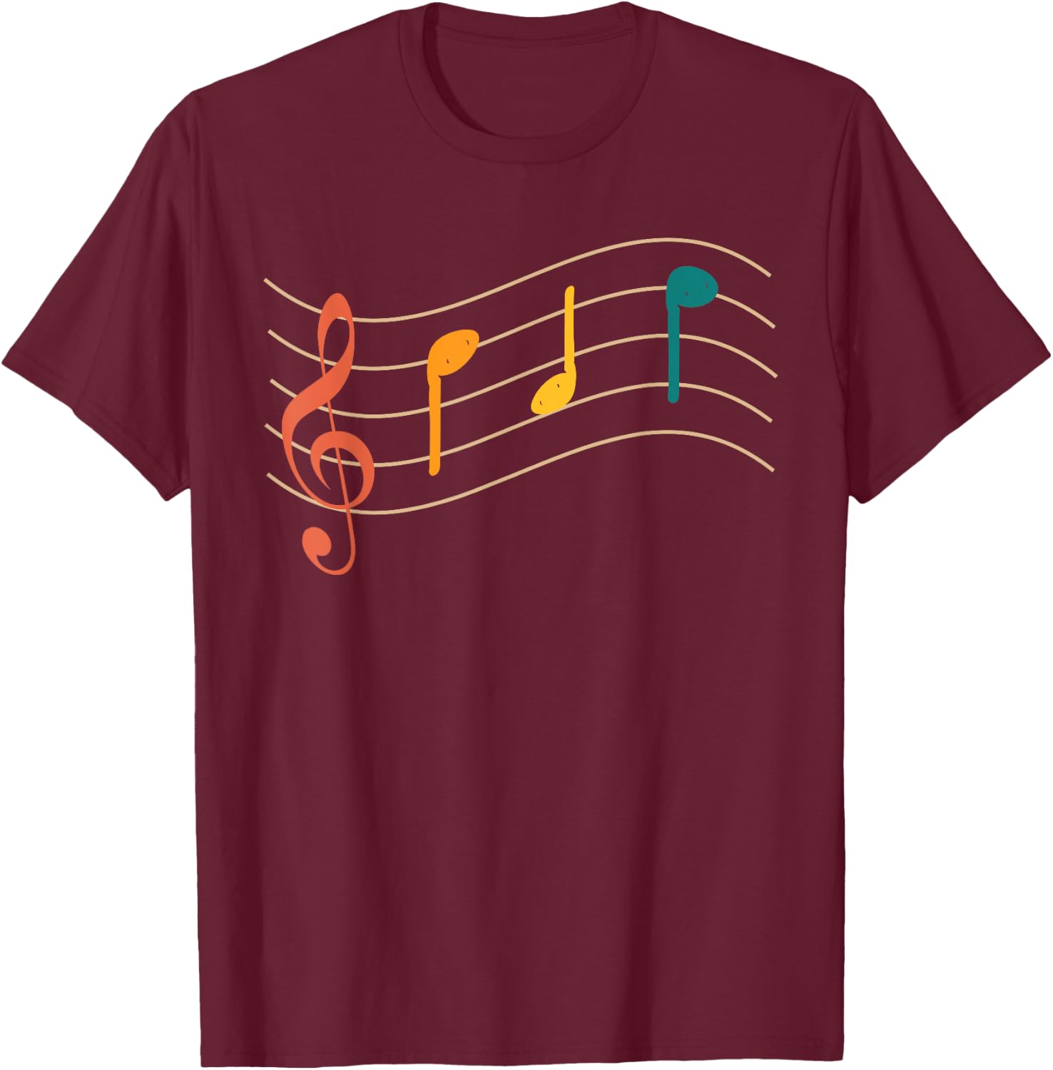 musical notes DAD musician Dad text in treble clef T-Shirt - T-Shirt | Maroon