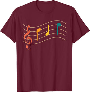 musical notes DAD musician Dad text in treble clef T-Shirt - T-Shirt | Maroon