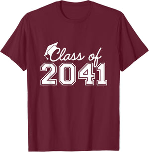 Class Of 2041 Grow With Me Graduation First Day of School T-Shirt - T-Shirt | Maroon