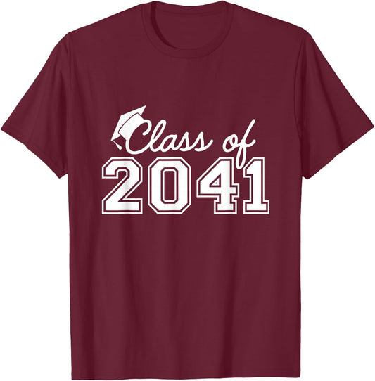 Class Of 2041 Grow With Me Graduation First Day of School T-Shirt - T-Shirt | Maroon
