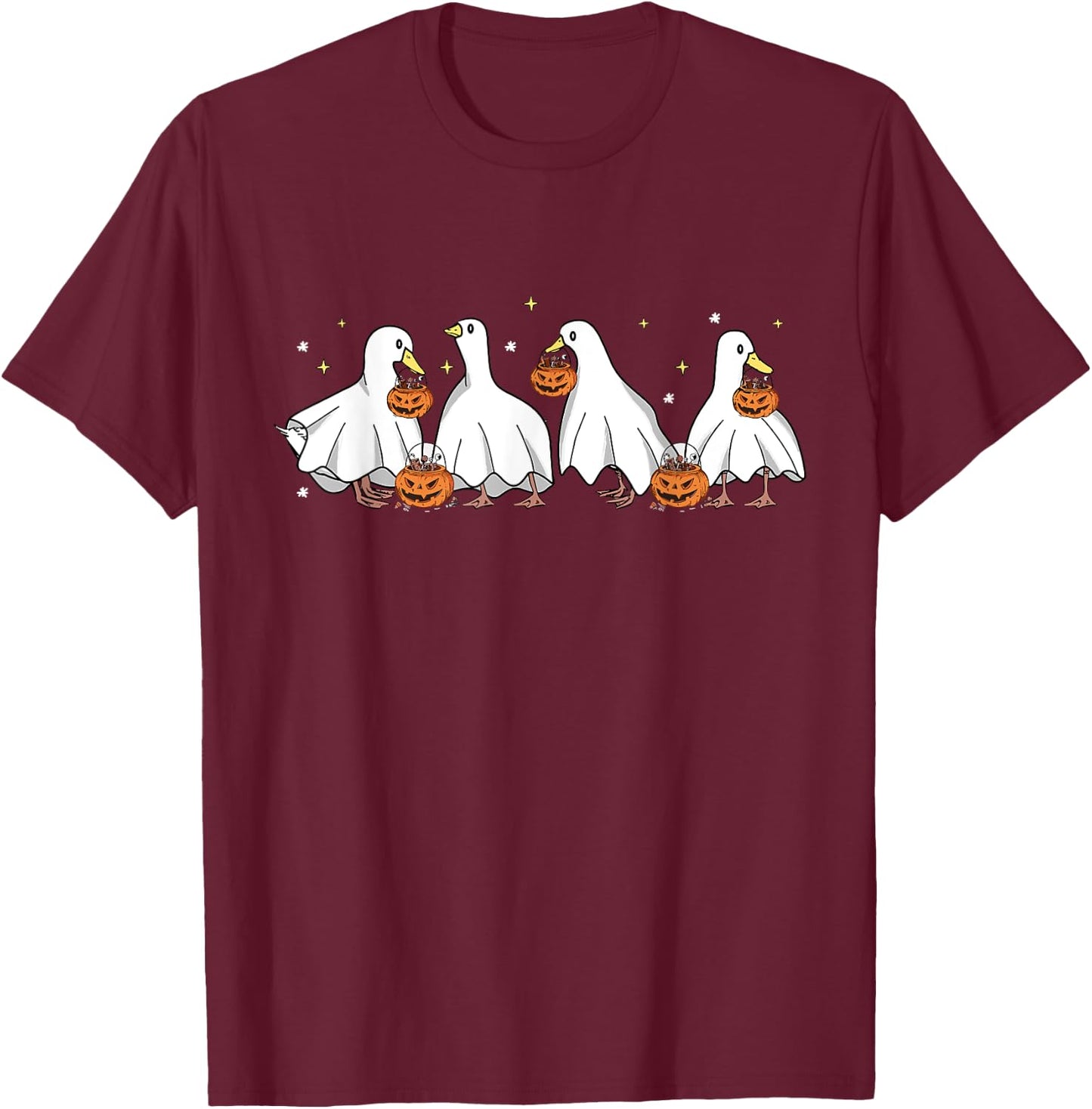 Duck Halloween Cute Ghost Ducks Halloween Farmer Duck Lover T-Shirt - T-Shirt | Maroon